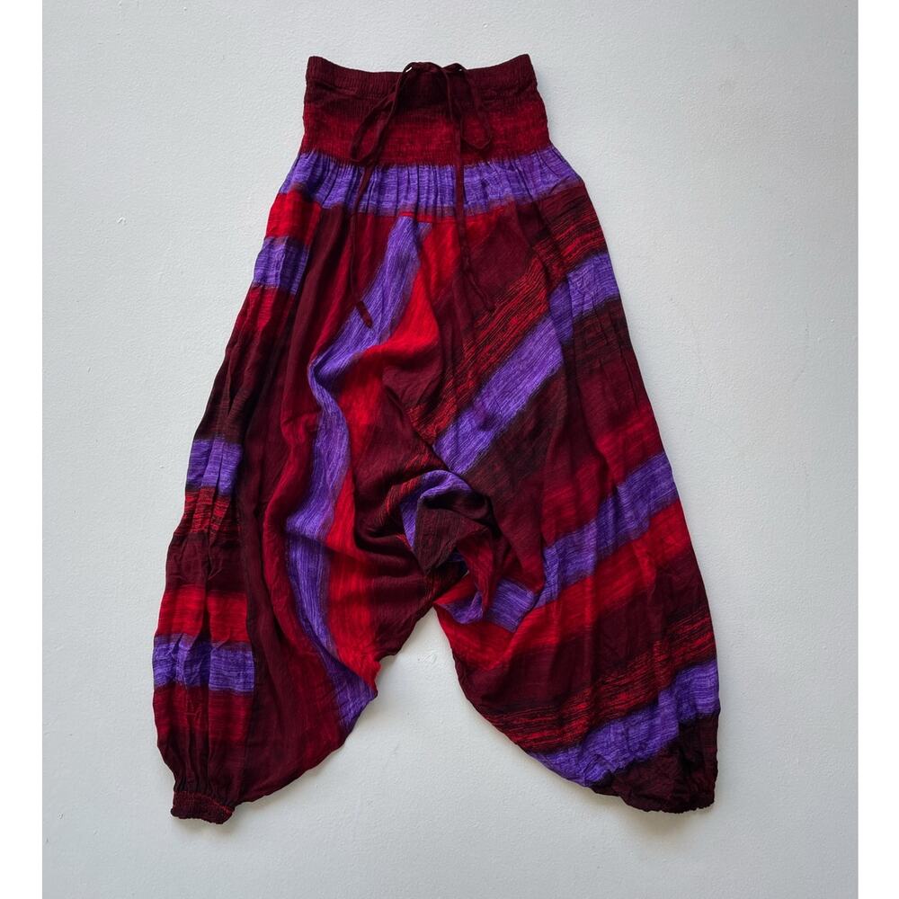 Vtg 90s Striped Patterned Harem Pants / Sz S/M / Rayon Hippie Boho Festival